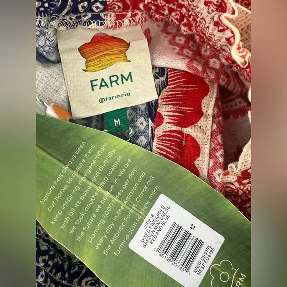 NWT FARM Rio Dress Mixed Pineapple Garden Off Shoulder Mini Dress Med intermix - Picture 9 of 9